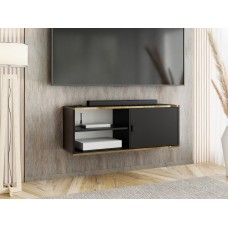 Atvērts TV galdiņš ar zelta malu LUNO 2, Melns/Melns
